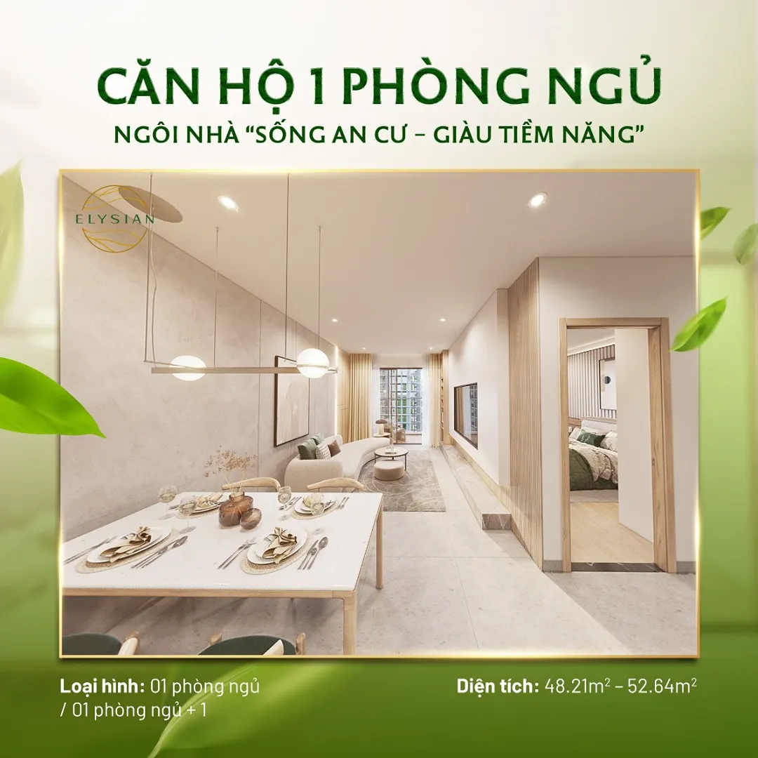 CĂN HỘ 1PN + 1 CHUẨN XANH QUỐC TẾ ELYSIAN - C15.16 THÁP C. For Sale apartment in Long Phuoc, Ho Chi Minh posted by VPI