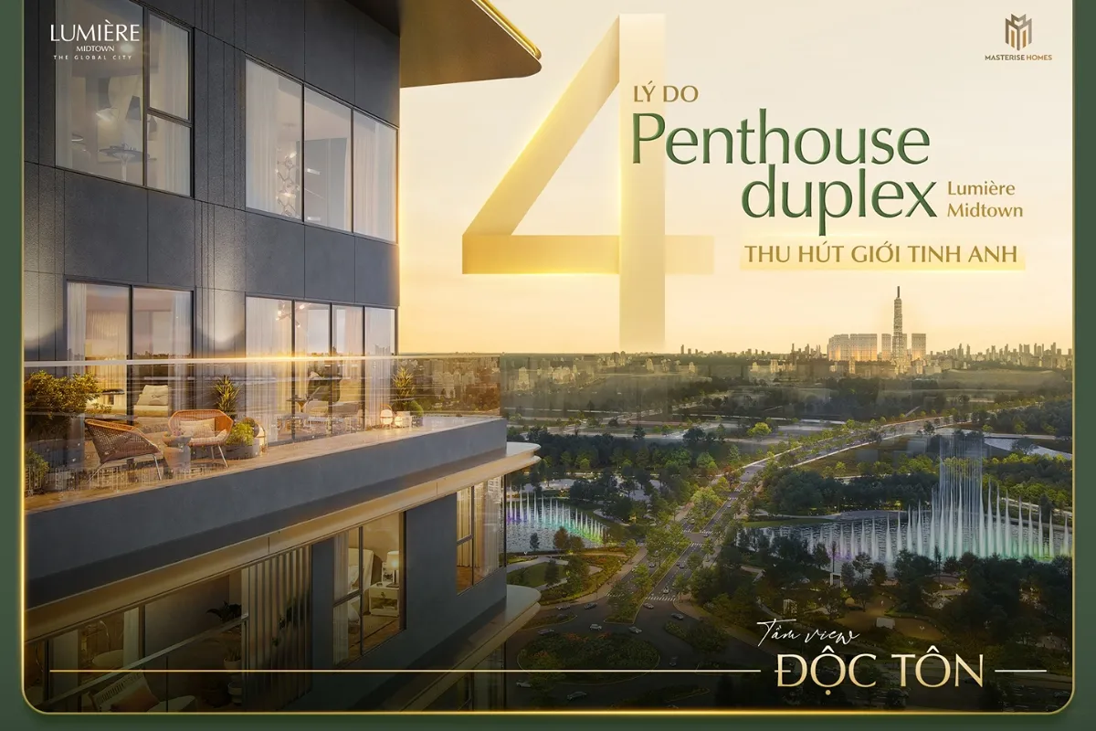 Căn hộ Penthouse Duplex A-05 LUMIÈRE Midtown - “dinh thự trên không” độc bản. Mua bán căn hộ tại Lumière Midtown, Đường Liên Phường, Thủ Đức, Hồ Chí Minh được đăng bởi M2 Realty. Hình 3