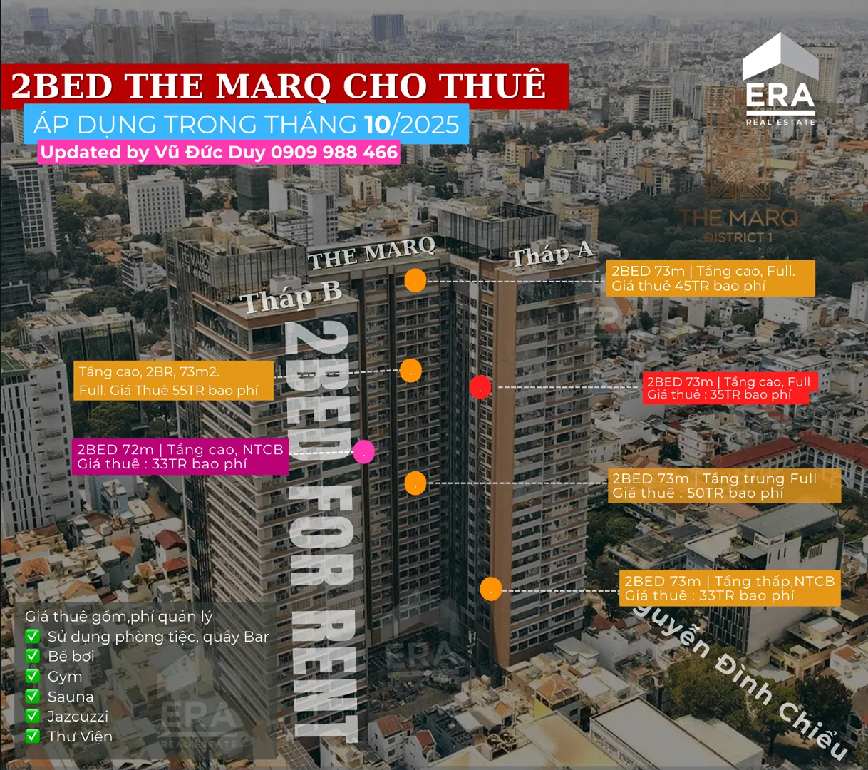 Cho Thuê Căn Hộ 2PN The Marq Quận 1 – Danh Sách Căn Đang Cho Thuê Tháng 10/2025 Từ 33TR - 50TR. Cho thuê căn hộ tại Sài Gòn, Hồ Chí Minh được đăng bởi Vũ Đức Duy