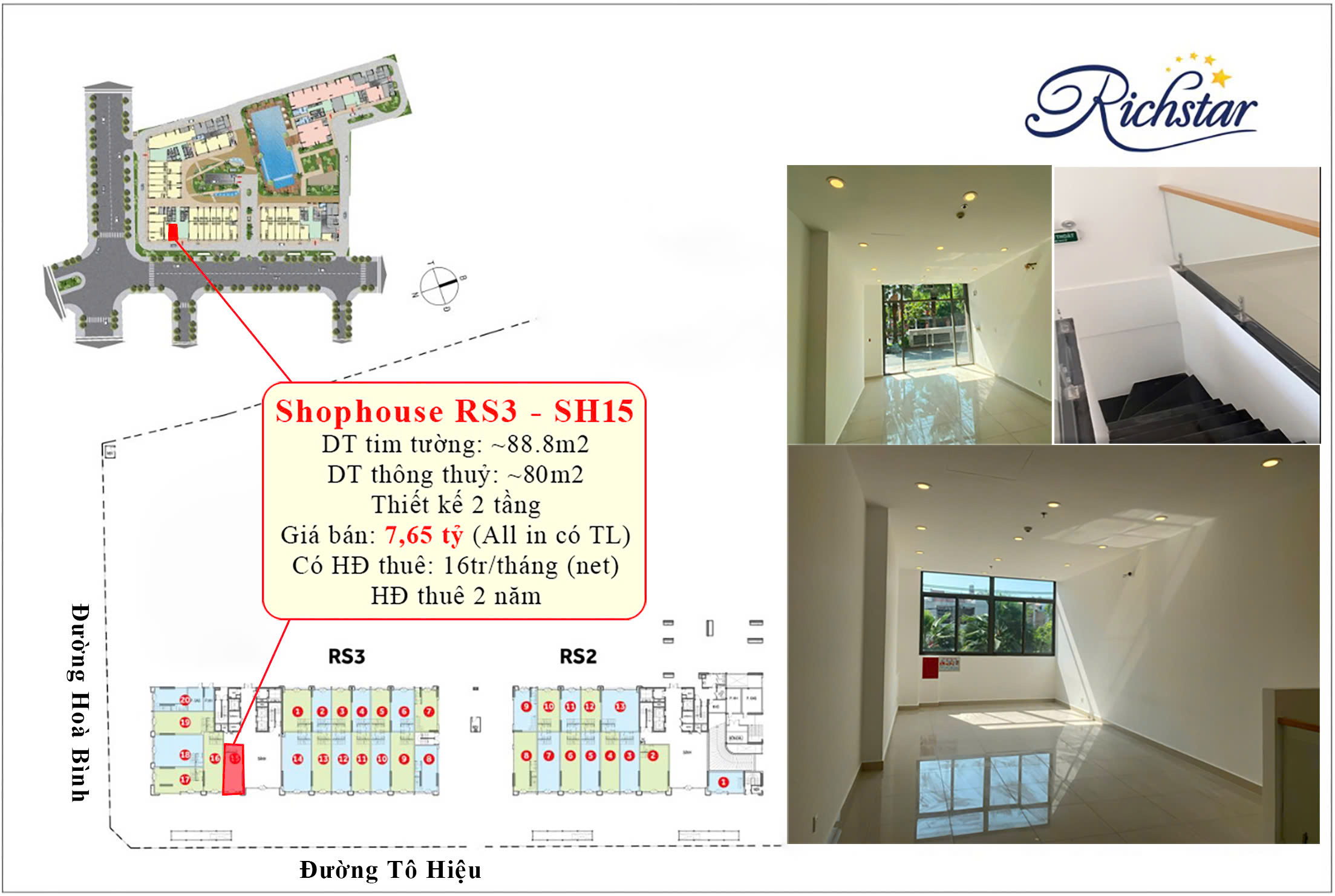 CƠ HỘI ĐẦU TƯ VÀNG! BÁN SHOPHOUSE 2 TẦNG MẶT TIỀN RICHSTAR - TÂN PHÚ, DOANH THU ỔN ĐỊNH 16 TRIỆU/TH. For Sale shophouse in Phu Thanh, Ho Chi Minh posted by Hoàng Hảo